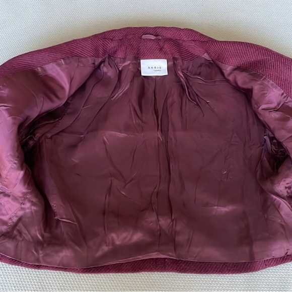 Akris Punto 100% Wool Cropped Purple Jacket Size 8 - Picture 7 of 13